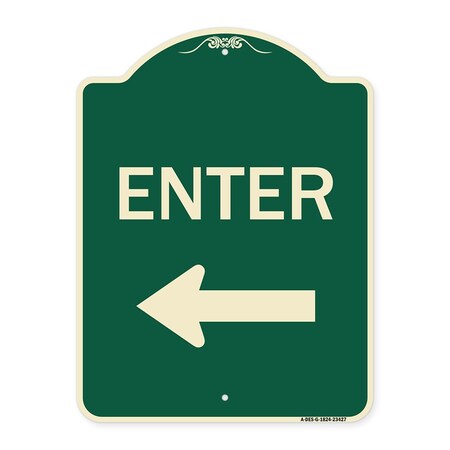 Signmission Parking Lot Enter Left Arrow Heavy-Gauge Aluminum Architectural Sign, 24" x 18", G-1824-23427 A-DES-G-1824-23427